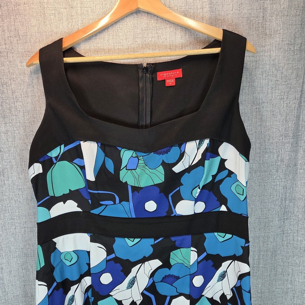 Signature By Sangria Sleeveless Big Floral Print Knee Length Dress 16 Boho